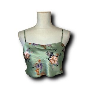 NWOT Floral Satin Mint Green Girlhoodcore Crop Top by Audrey 3+1